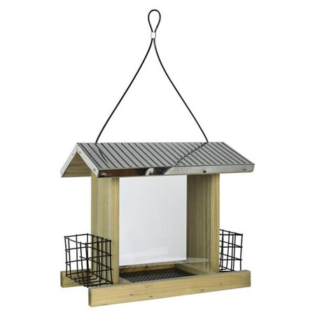Petpride 3 qt. Galvanized Weathered Hopper Feeder - 11 x 12.5 x 6 in. PE2526960